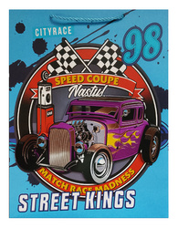 TORBA PREZENTOWA WYŚCIGI NIEBIESKA 31 X 40 X 12 CM