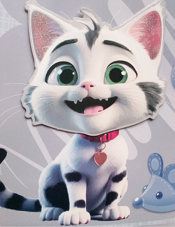 TORBA PREZENTOWA KOTEK SZARA 3D 26X32X10 CM