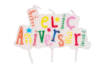 CANDLE "FELIÇ ANIVERSARI" 8X45 CMS