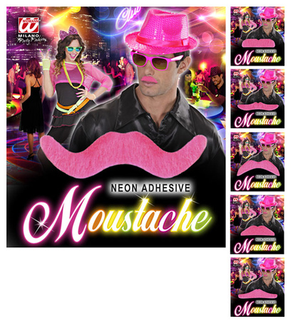 Wąsy Neonowy Róż 6 szt, Charakteryzacja