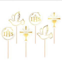 TOPERRY PIKERY KOMUNIJNE BIAŁO-ZŁOTE 6 SZT