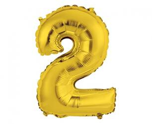 BALON FOLIOWY CYFRA 2 ZŁOTA 35 CM