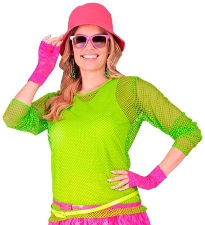 RĘKAWICZKI KORONKOWE RÓŻOWE NEONOWE