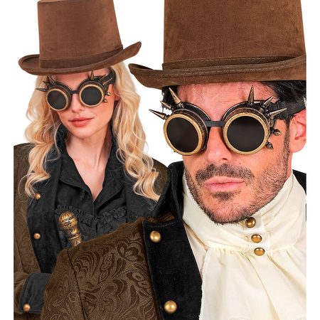 OKULARY GOGLE STEAMPUNK POSTARZAŁE ZŁOTO