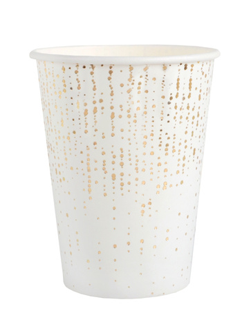 KUBECZKI PAPIEROWE BIAŁE ZE ZŁOTYMI WZORAMI 270 ML 10 SZT.