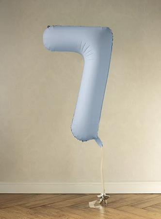 BALON FOLIOWY 7 CYFRA 86 CM MGLISTY NIEBIESKI