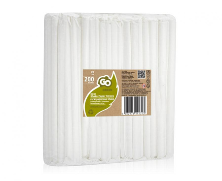 SŁOMKI PAPIEROWE BIAŁE SHAKE 8X230MM /200 SZT.
