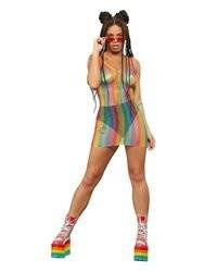 STRÓJ SUKIENKA Z SIATKI TĘCZA