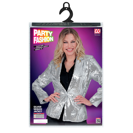 DAMSKA MARYNARKA CEKINOWA SREBRNA