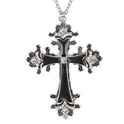 NASZYJNIK KRZYŻ METALOWY CZARNY