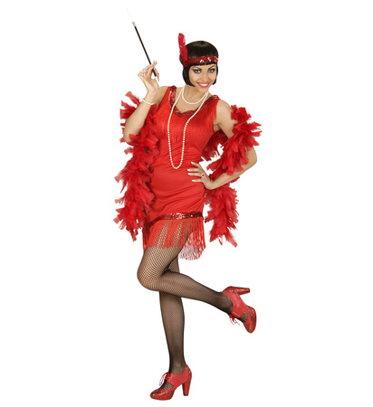 SUKIENKA FLAPPER CZERWONA Z FRĘDZLAMI