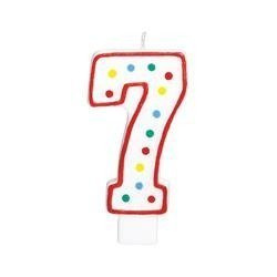 ŚWIECZKA URODZINOWA CYFRA 7 KROPKI 11cm