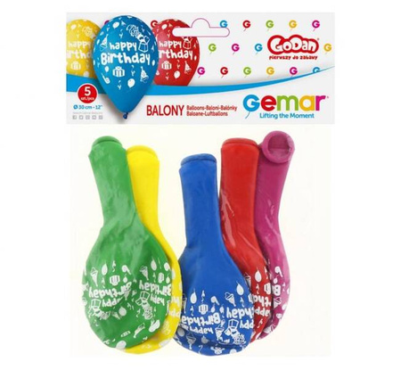BALONY LATEKSOWE URODZINY 30 CM 5 SZT
