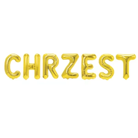 BALON FOLIOWY NAPIS CHRZEST ZŁOTY 40CM