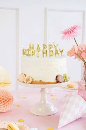 ŚWIECZKI URODZINOWE HAPPY BIRTHDAY ZŁOTE 13 SZT.