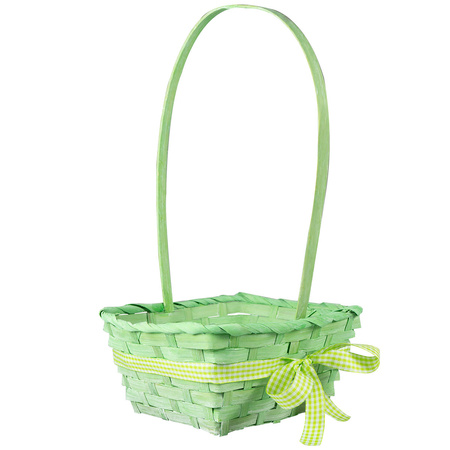 KOSZYCZEK WIELKANOCNY Z KOKARDKĄ ZIELONY 20 X 38 CM