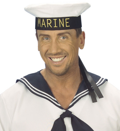 CZAPKA MARIN BIAŁA Z CZARNĄ WSTĄŻKĄ