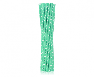 SŁOMKI PAPIEROWE ZIELONE W GROSZKI 12 SZT.