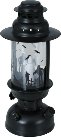 CZARNY LAMPION ZE ŚWIECĄCĄ ŚWIECZKĄ 30 CM