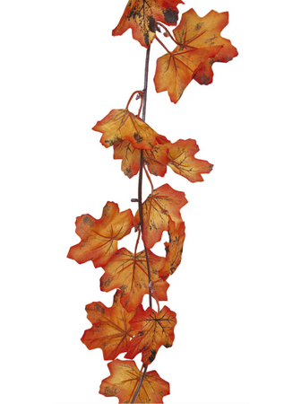 GIRLANDA JESIENNA POMARAŃCZOWE LIŚCIE 190 CM