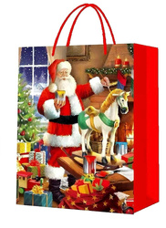 TOREBKA PREZENTOWA ŚWIĘTY MIKOŁAJ BROKATOWA 26 X 32 X 10 CM