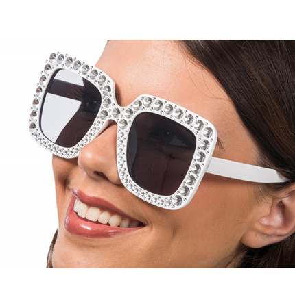 OKULARY CEKINY BIAŁE DISCO