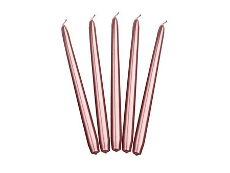 ŚWIECA STOŻKOWA 24 cm RÓŻOWE ZŁOTO 10szt