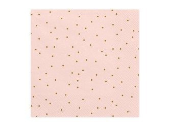 SERWETKI 33x33cm J.RÓŻ W KROPKI ZŁOTE