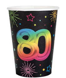 KUBECZKI PAPIEROWE FIESTA 80 URODZINY 270 ML 6 SZT