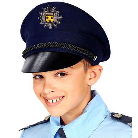 CZAPKA POLICJANTA GRANATOWA ZŁOTA NASZYWKA DLA DZIECI