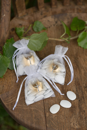 WORECZKI Z ORGANZY KOMUNIA RÓŻANIEC 7.5 X 10 CM 6 SZT.