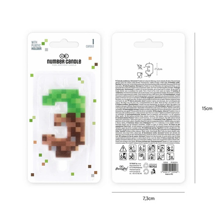 ŚWIECZKA URODZINOWA CYFRA 3 PIKSELE 7 CM