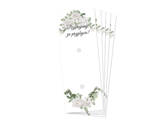 PODZIĘKOWANIA DLA GOŚCI BIAŁE RÓŻE 5 SZT MERCI