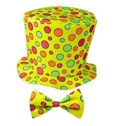 CYLINDER + MUCHA KLAUNA DLA DZIECKA ŻÓŁTY