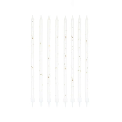 ŚWIECZKI URODZINOWE BIAŁO ZŁOTE DŁUGIE 8 SZT.