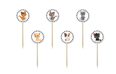 PIKERY NA TORT KOTKI 6 SZT