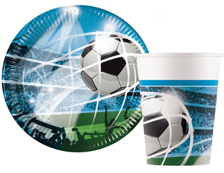 ZESTAW URODZINOWY PIŁKA NOŻNA: KUBECZKI + TALERZYKI