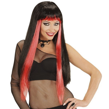 PERUKA DAMSKA GOTYCKA CZARNO-CZERWONA