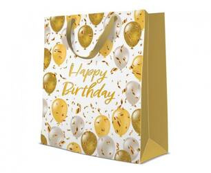 TORBA PREZENTOWA HAPPY BIRTHDAY ZŁOTE BALONY 26,5X13X33,5 CM