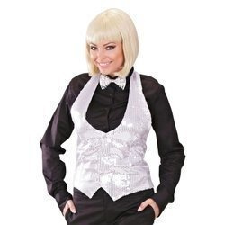 KAMIZELKA DAMSKA CEKINOWA SREBRNA DISCO