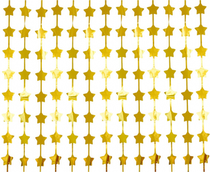 KURTYNA GWIAZDKI METALICZNA ZŁOTA 100 X 200 CM