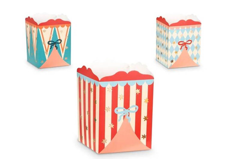 PUDEŁKA NA PRZEKĄSKI CYRK 6 SZT. 11.5 X 8 CM