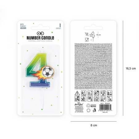 ŚWIECZKA URODZINOWA CYFRA 4 PIŁKA NOŻNA 6 CM