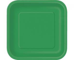 TALERZYKI PAPIEROWE CIEMNOZIELONE 18 CM KWADRATOWE 16 SZT.