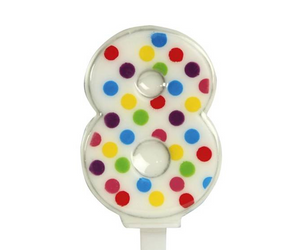 Swieczka Confetti Cyfra 8, 6.5 cm