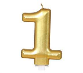 ŚWIECZKA URODZINOWA CYFRA 1 ZŁOTA 8 CM