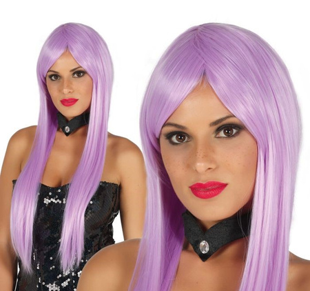 PERUKA WŁOSY PROSTE FIOLETOWE ZAPAKOWANE