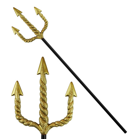 TRIDENTE SPIRALE DORATO - BASTONE NERO 120 cm