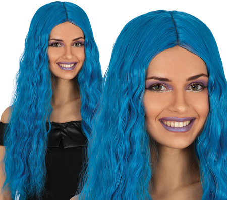 PERUKA NIEBIESKIE WŁOSY DŁUGIE