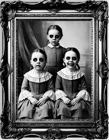 NAKLEJKA OBRAZ UPIORNYCH DZIEWCZYNEK HALLOWEEN